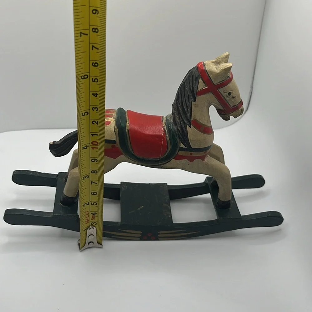 Set of 4 vintage hand made wooden horses - Picture 12 of 14